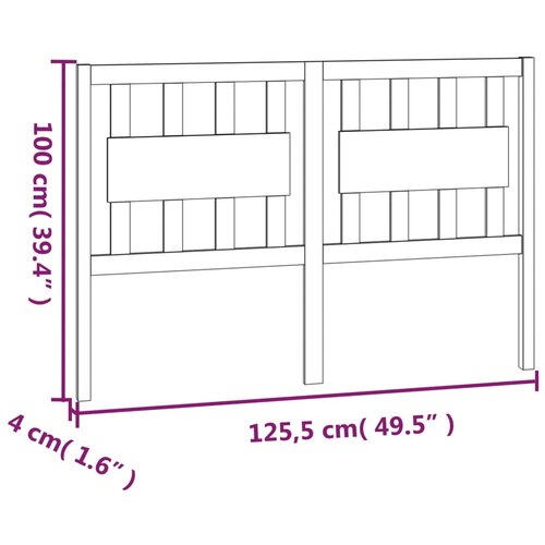  Uzglavlje za krevet bijelo 125,5x4x100 cm od masivne borovine Slike