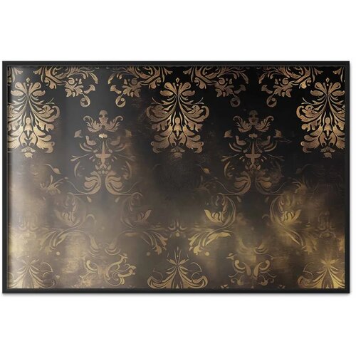  Plakat - Dark Baroque Patterns with Golden Accents 90x60 Crni okvir Slike