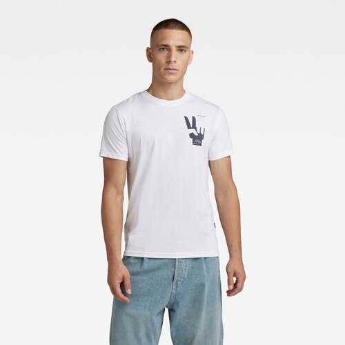 G-star T-shirt - Multi shield back gr r t white Cene