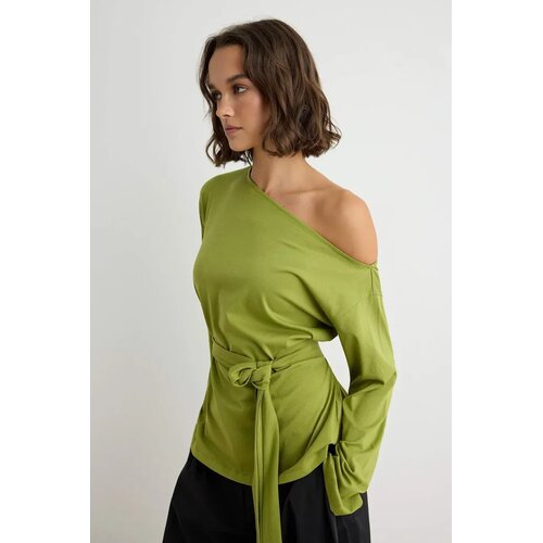 TRENDYOLMILLA Trendyol ženski majica Twoaw27Ts00036, maslinasta zelena Cene
