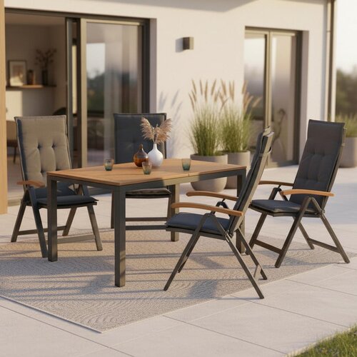 Gardenson vrtni set tilos aluminij črna, barve akacije siva, črna, barve akacije Cene