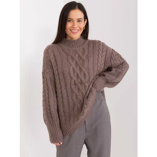 Fashion Hunters Brown sweater with cables and cuffs