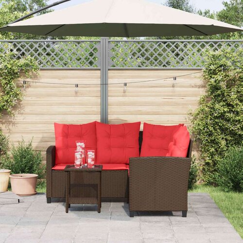  Set vanjskih sofa s jastukom 2 pcs Smeđa i crvena poliratan Slike