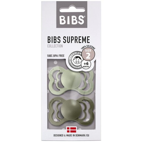 Bibs tolažilna duda - silikon Supreme (6 -36 m), 2 kosa hunter green & sage Cene