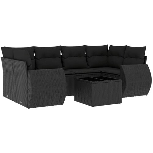 Maison Chic Seti vrtnega pohištva - Vrtna garnitura - Vrtni pohištvo set 7-delna z blazinami črn poli ratan, (21801330) Cene