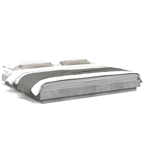 vidaXL Okvir kreveta s LED svjetlima boja betona 180 x 200 cm drveni Cijene