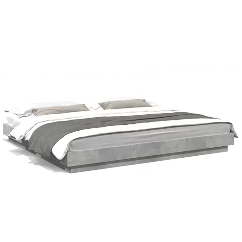 vidaXL Okvir kreveta s LED svjetlima boja betona 180 x 200 cm drveni