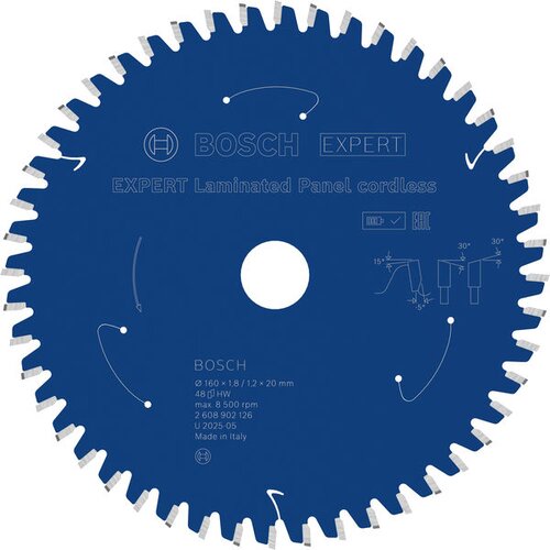 Bosch Expert Aku list kružne testere Laminated Panel, 160&amp;times;1,8/1,2&amp;times;20 mm, T48 2608902126 Slike