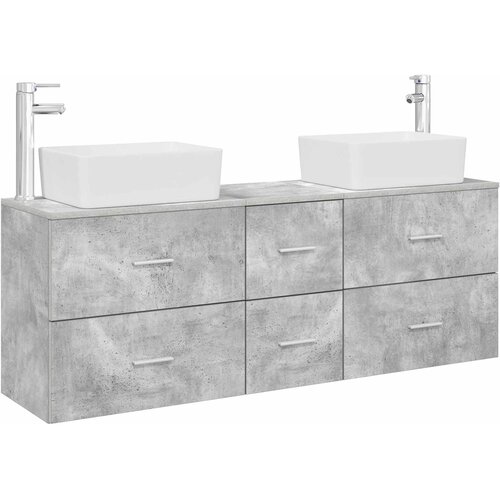  Set ormarića za kupaonicu 3 kom. Betonska siva 136 x 35 x 80 cm Slike