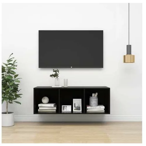  Stenska TV omarica visok sijaj črna 37x37x107 cm iverna plošča