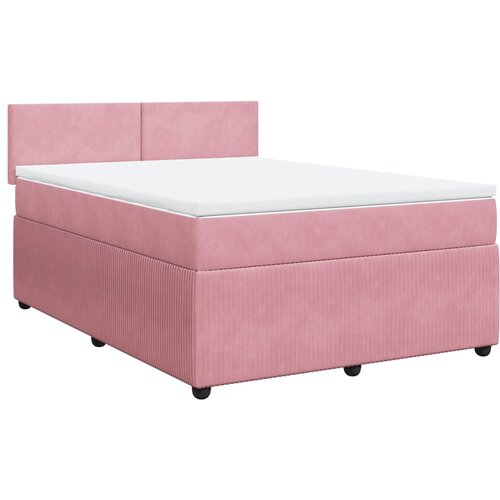 vidaXL Box spring postelja z vzmetnico roza 160x200 cm žamet, (21307373) Cene