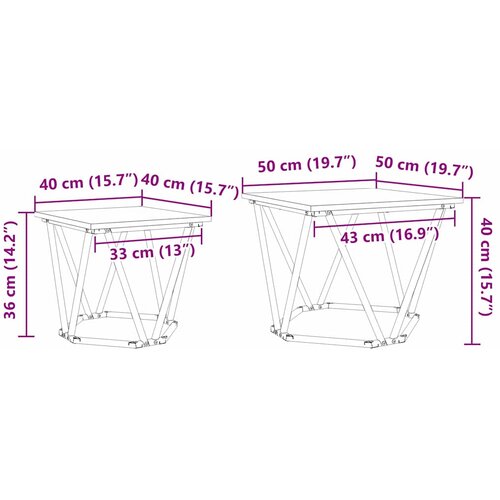  Set pomoćnih stolića 2 pcs Siva Sonoma Inženjerska drva i čelik Slike