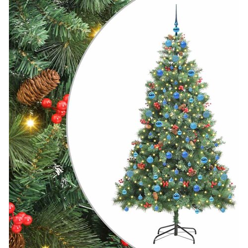 vidaXL Umestno božično drevo z LED lučmi Zelena 210 cm PVC in kovina, (5000067484) Cene