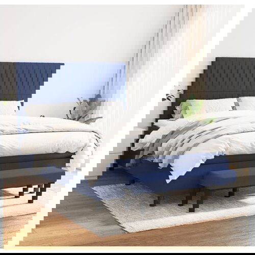 vidaXL Box spring postelja z vzmetnico moder 140x190 cm blago Cene