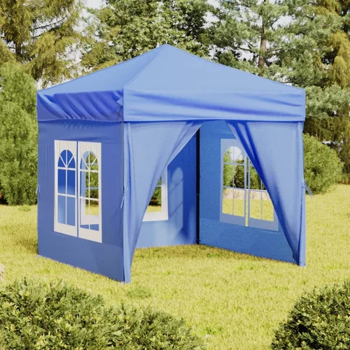 Sklopivi šator za zabave s bočnim zidovima 2 x 2 m plavi