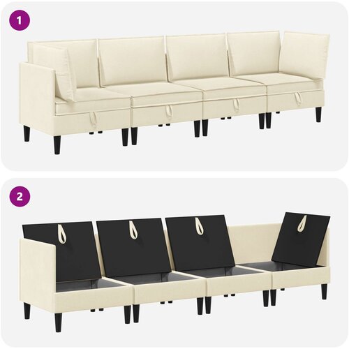  Set namje&amp;scaron;taja za dnevni boravak 4 pcs Krem Tkanina Slike
