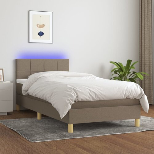 VidaXL Krevet box spring s madracem LED smeđesivi 80 x 200 cm tkanina Slike
