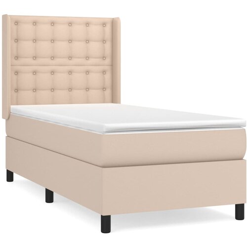  Box spring postelja z vzmetnico kapučino 90x190 cm umetno usnje Cene