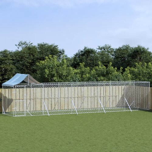 VidaXL Vanjski kavez za pse s krovom srebrni 10x2x2 5m pocinčani čelik Slike