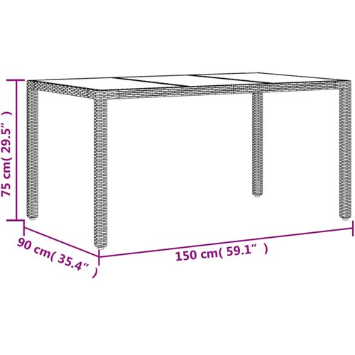 5-dijelni vrtni blagovaonski set s jastucima poliratan i bagrem Crna 150 x 90 x 75 cm Slike