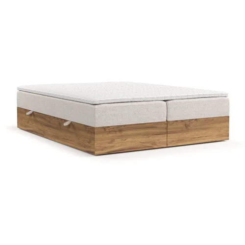 Maison de Rêve Boxspring krevet s prostorom za odlaganje 200x200 cm u prirodnoj boji/svjetlo smeđi Faro –