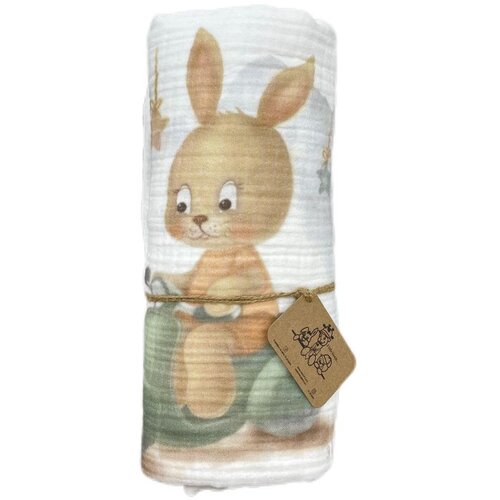 Tri Drugara muslin prekrivač "zeka na motoru" mint 120X120Cm četvoroslojni Cene