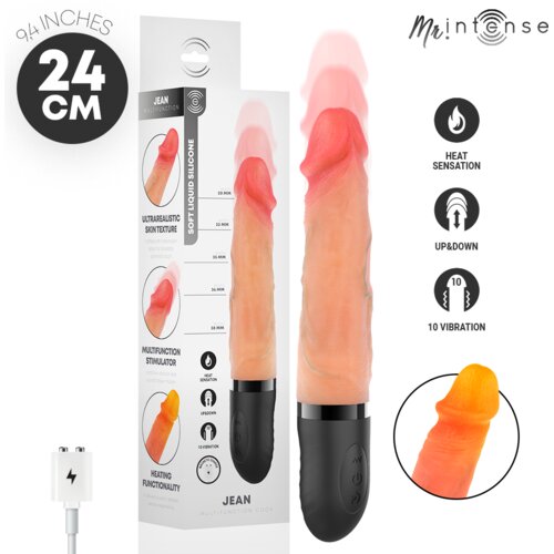 Mr. Intense VIBRATOR Jean - realističen vibracijski penis, segrevanje, gor in dol, potiski, 10 vibracij Slike