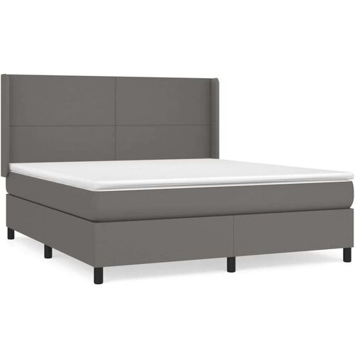 vidaXL Box spring postelja z vzmetnico siva 180x200 cm umetno usnje Cene