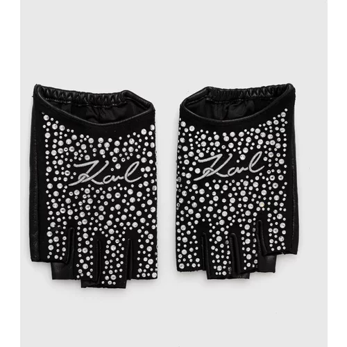 Karl Lagerfeld Rokavice brez prstov ženske, črna barva, 245W3606