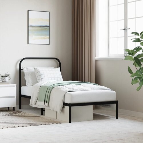 VidaXL Metalni okvir za krevet s uzglavljem crni 90x190 cm Slike