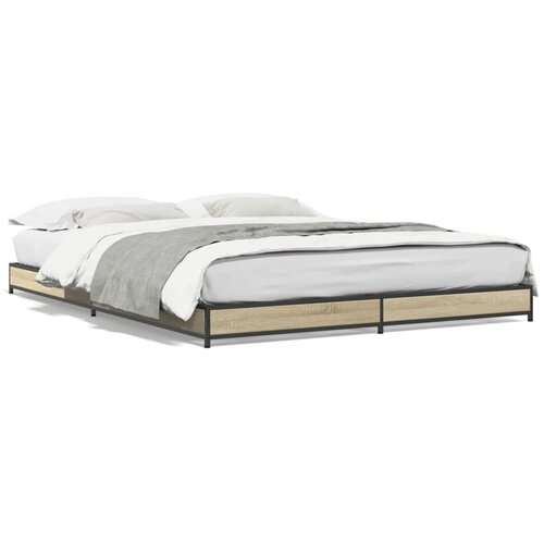 VidaXL Okvir kreveta boja hrasta 120x200 cm konstruirano drvo i metal Slike