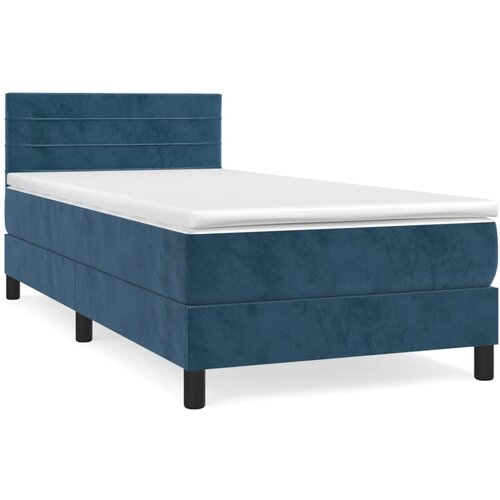 VidaXL Box spring postelja z vzmetnico temno moder 90x190 cm žamet, (20900684) Slike