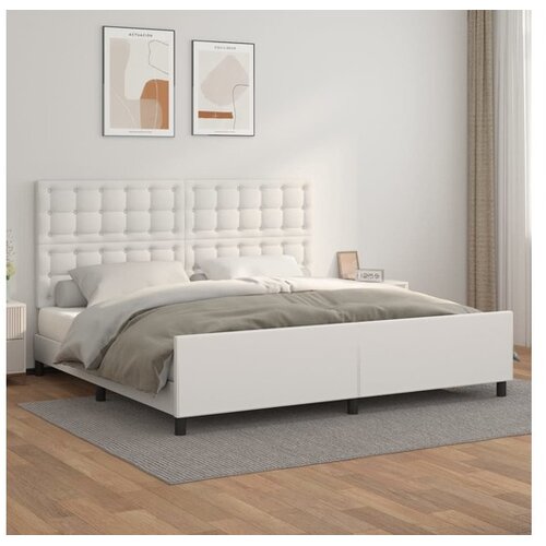  Posteljni okvir z vzglavjem bel 200x200 cm umetno usnje Cene