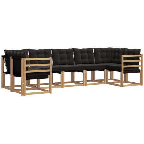 vidaXL Zunanja garnitura za sedenje z blazino 7 pcs Bela in črna, (5000279477) Cene