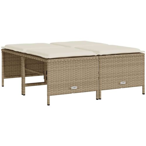  5-dijelni vrtni set sofa s jastucima bež od poliratana Slike