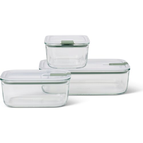  Komplet 3 steklenih posod za shranjevanje hrane EasyClip - Nordic Sage - 2 x 700 ml + 1500 ml Slike