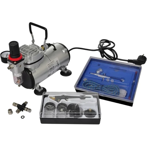 vidaXL Airbrush kompresor komplet z 2 pištolama, (20665563)