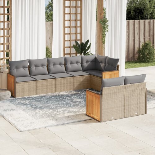 vidaXL 8-dijelni set vrtnih sofa od poliratana s jastucima bež Cijene