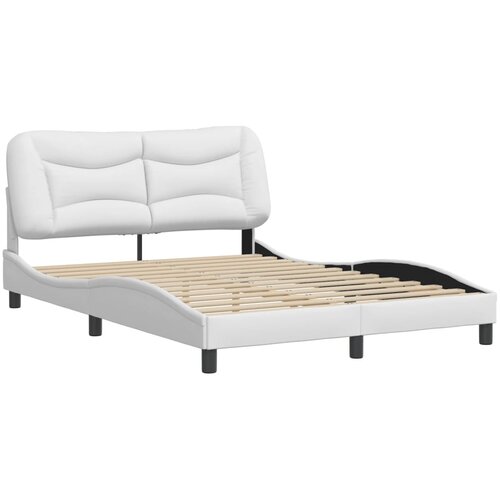 VidaXL Posteljni okvir z vzglavjem bel 140x200 cm umetno usnje, (21081533) Slike