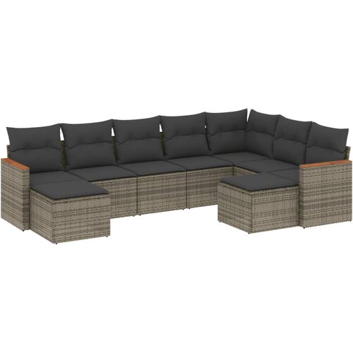 Maison Chic Seti vrtnega pohištva - Vrtna garnitura - Vrtni pohištvo set 9-delna z blazinami siv poli ratan, (21798206) Cene