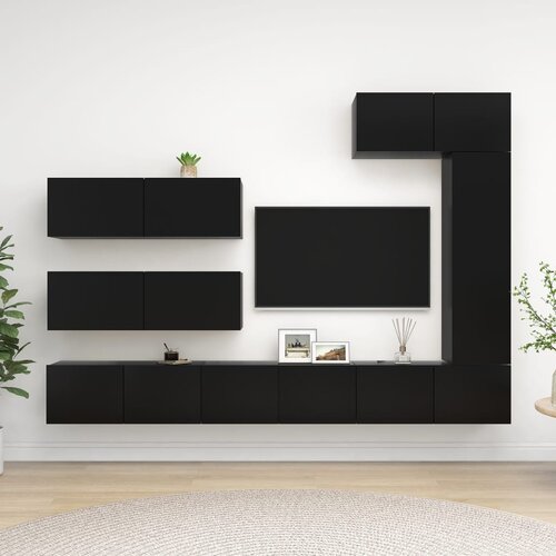 VidaXL 7-dijelni set TV ormarića crni od iverice Slike