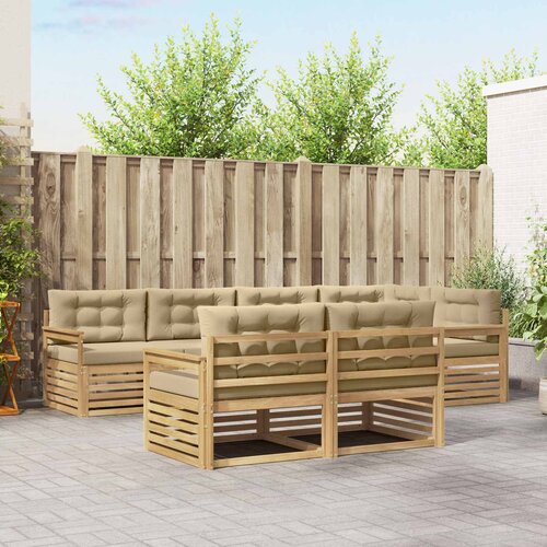  Set vanjskih sofa 7 kom. Bijela i bež Poliester Smeđa 327 x 168,5 x 73 cm Cene