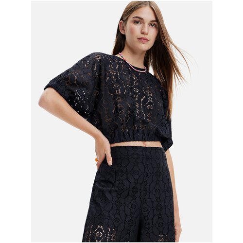 Desigual Black Womens Lace Top Lucca - Women Cene