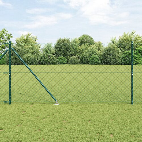 vidaXL Verižna ograja s stojnimi Zelena 1.2 x 10 m Prahu prelit jeklo Cene