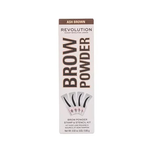 Revolution Brow Powder Stamp & Stencil puder za obrvi 0,65 g odtenek Ash Brown za ženske