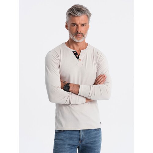 Ombre HENLEY men's neckline longsleeve - light grey Cene