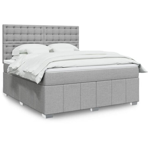 vidaXL Box spring postelja z vzmetnico svetlo siva 180x200 cm blago Cene