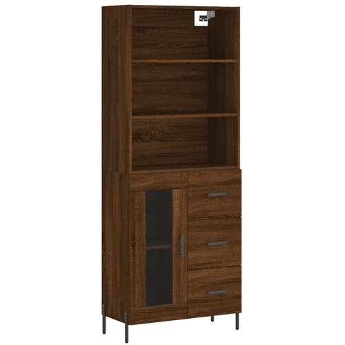 Maison Chic Visoka Komoda - Predalnik rjav hrast 69,5x34x180 cm inženirski les, (21721200) Slike