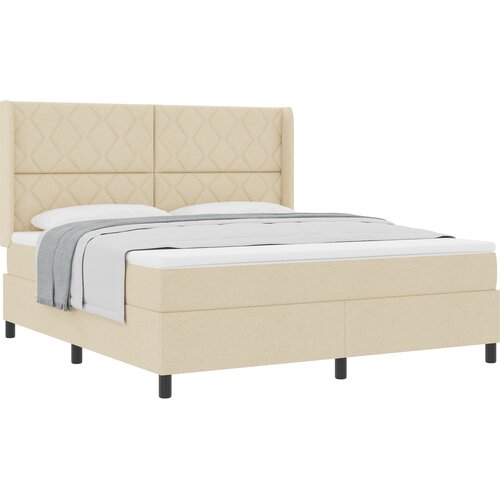 vidaXL Box spring krevet s jastukom Krema 200 x 180 cm tkanina - Krema 180 x 200 cm Dizajn s rombovima Cene