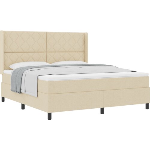 vidaXL Box Spring postelja z vzmetnico Krem 180x200 cm Tkanina, (22050213) Cene
